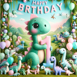 Dino Birthday Template for 1 Year