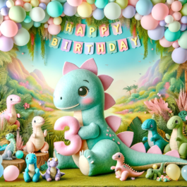 Dino Birthday Template for 3 Year