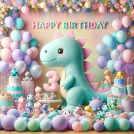 Dino Birthday Template for 3 Year