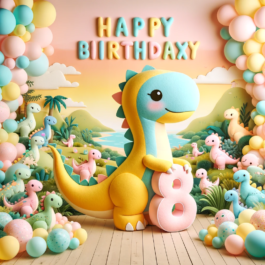 Dino Birthday Template for 8 Year