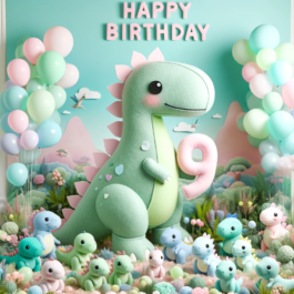 Dino Birthday Template for 9 Year